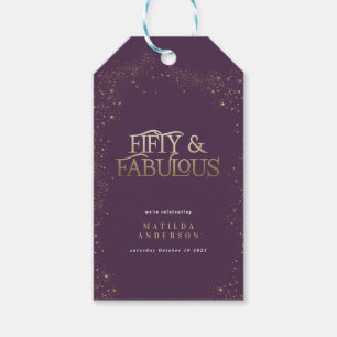 Étiquettes-cadeau Parties scintillant dorée violet 50 et fabuleuse f