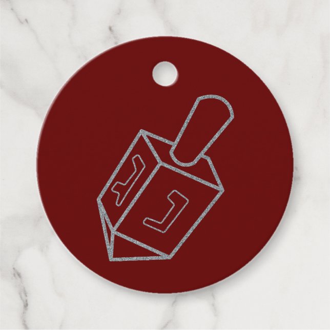 Étiquettes Cadeau Parties scintillant Dreidel Hanoukka (Devant)