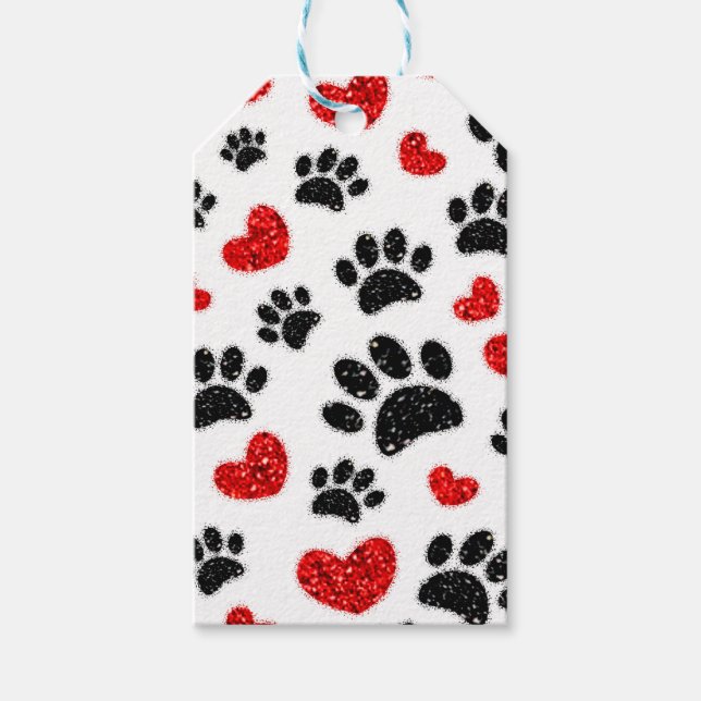 Étiquettes-cadeau Parties scintillant Empreintes de pattes De Chien  (Devant)