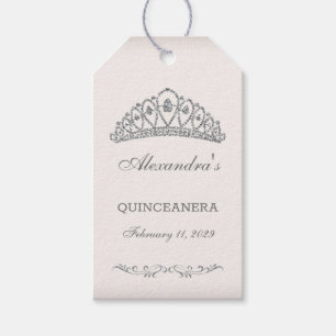 Étiquettes-cadeau Parties scintillant en argent Tiara personnalisée 