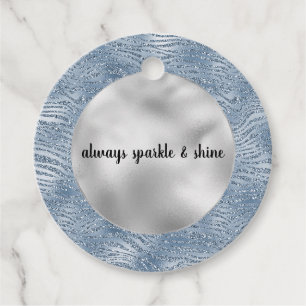 Étiquettes Cadeau Parties scintillant en verre bleu Zebra Print
