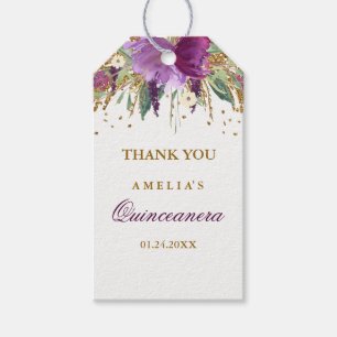 Étiquettes-cadeau Parties scintillant florale Étincelle Amethyst Qui