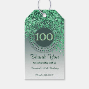 Étiquettes-cadeau Parties scintillant moderne de Falling Green 100e