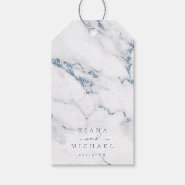 Étiquettes-cadeau Parties scintillant moderne en marbre Mariage Dust (Devant)