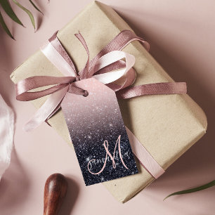 Étiquettes-cadeau Parties scintillant moderne noire et rose Étincell