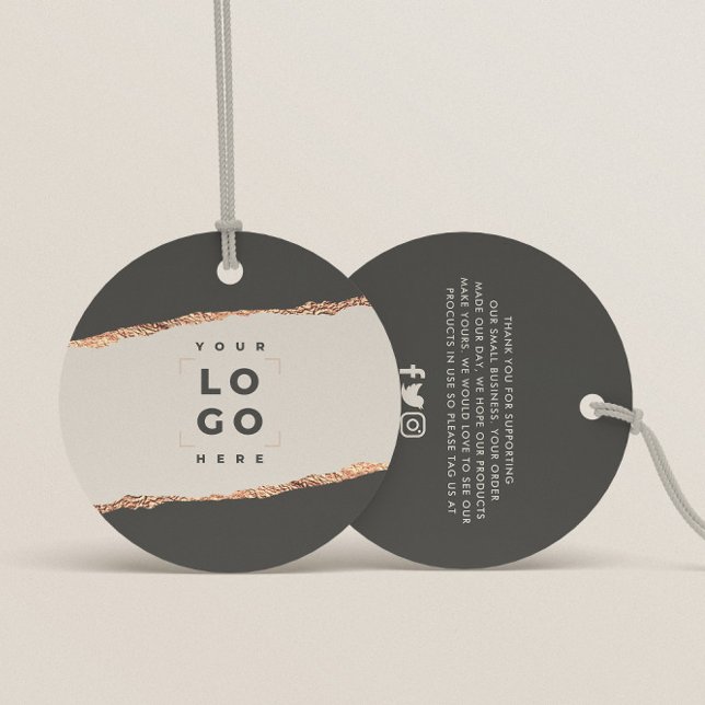 Étiquettes Cadeau parties scintillant or rose noir moderne élégant b (Créateur téléchargé)