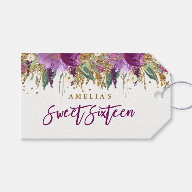 Étiquettes-cadeau Parties scintillant pourpre Étincelant Amethyst Sw (Devant (Horizontal))