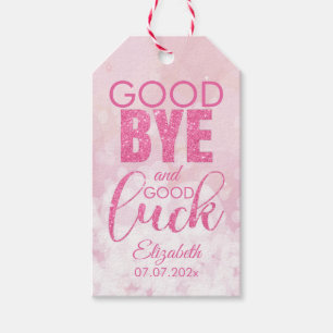 Étiquettes-cadeau Parties scintillant Rose Adieu Et Bonne Chance