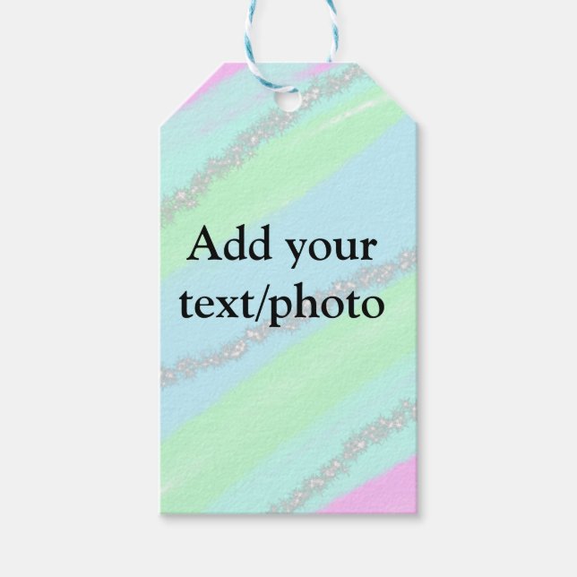 Étiquettes-cadeau Parties scintillant rose bleu vert étincelant past (Devant)