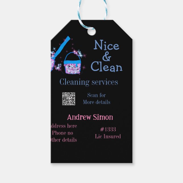 Étiquettes-cadeau Parties scintillant rose bleue nettoyant pop ajout (Devant)