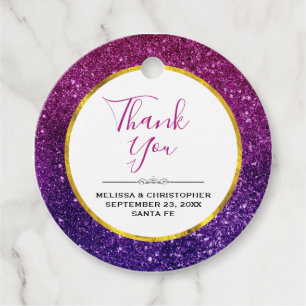 Étiquettes Cadeau Parties scintillant rose et violet  Gemstones Mari