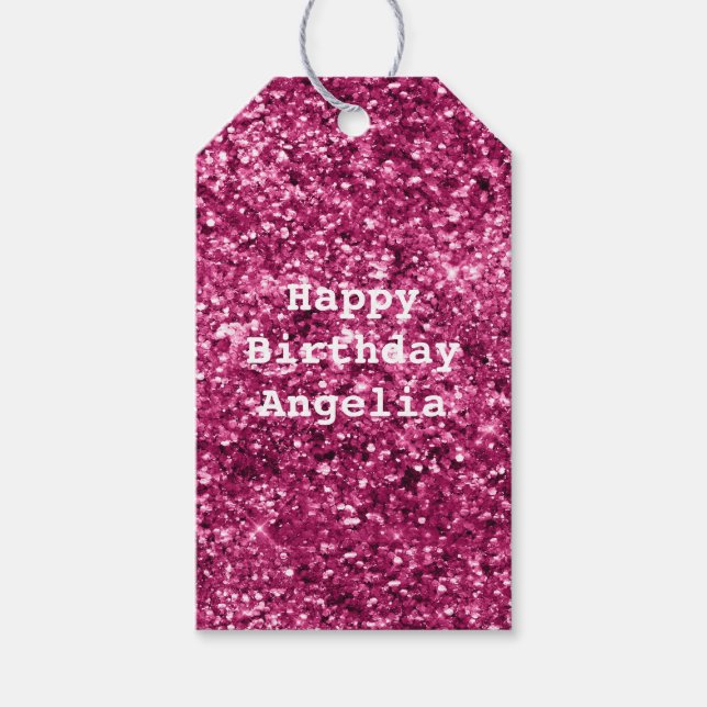 Étiquettes-cadeau Parties scintillant rose étincelle (Devant)