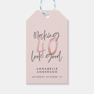 Étiquettes-cadeau parties scintillant rose fille, 40e anniversaire m