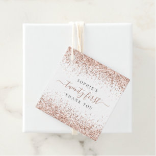 Étiquettes Cadeau Parties scintillant rose Gold Nom Vingt premier Me