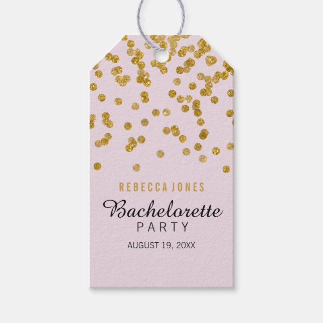 Étiquettes-cadeau Parties scintillant rose or confetti Bachelorette  (Devant)