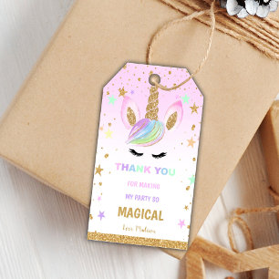 Étiquettes-cadeau Parties scintillant rose Unicorn Anniversaire Tags