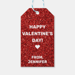 Étiquettes-cadeau Parties scintillant rouge Heureuse Sainte-Valentin