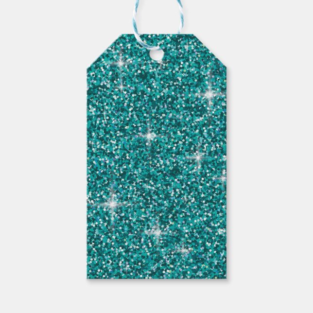 Étiquettes-cadeau parties scintillant turquoise irisée (Devant)