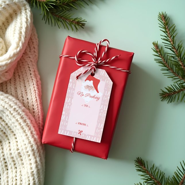 Étiquettes-cadeau Pas De Visite De La Santa Claus À Et De (No Peeking Fa La La Santa Claus To & From Gift Tags)