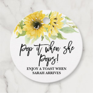 Étiquettes Cadeau Passez-le quand elle Pops aquarelle tournesol