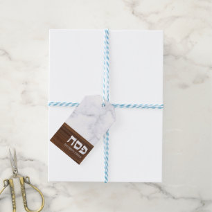 Étiquettes-cadeau Passover Pesach Marbre personnalisé + Bois Moderne