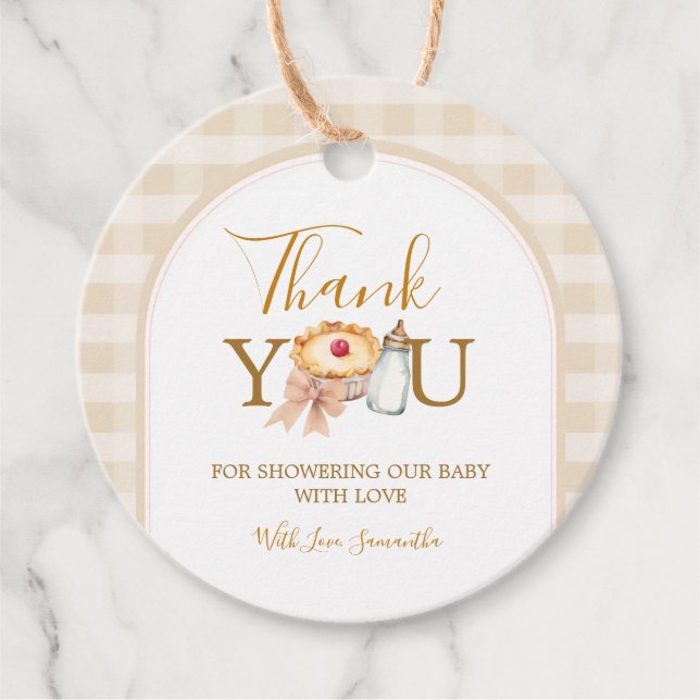 Étiquettes Cadeau Pastel A Little Cutie Pie En vichy Fall Baby showe (Devant)