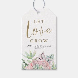 Étiquettes-cadeau Pastel Aquarelle Succulents laisser l'amour grandi