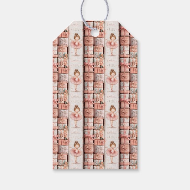 Étiquettes-cadeau Pastel Ballet Thème avec Rubans et Tutus (Devant)