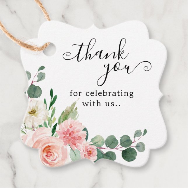 Étiquettes Cadeau Pastel Blush Joli Mariage floral rose (Devant)