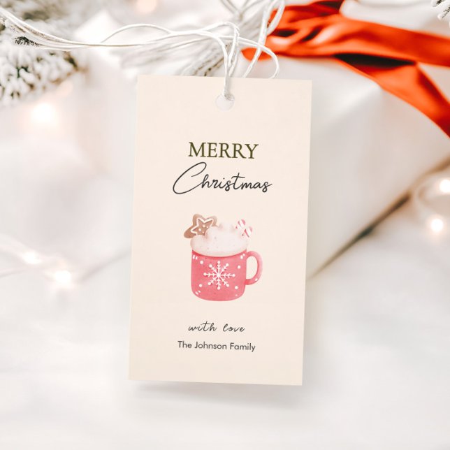Étiquettes-cadeau Pastel Cocoa Mug Cookie Joyeux Noël (Créateur téléchargé)