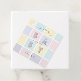 Étiquettes Cadeau pastel color block or baby shower favoris tags