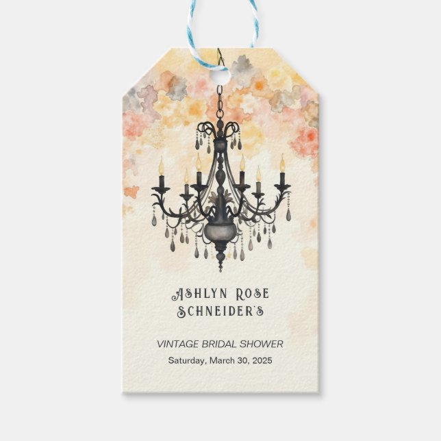 Étiquettes-cadeau Pastel Colors Chic Floral Vintage Chandelier (Devant)