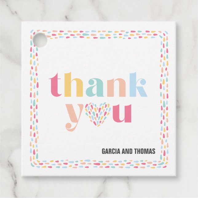 Étiquettes Cadeau Pastel Colours Baby shower arc-en-ciel Merci (Devant)