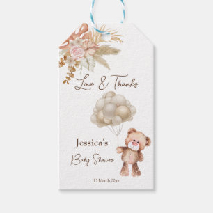 Étiquettes-cadeau Pastel crème brun boho fleurs séchées bébé chaussu