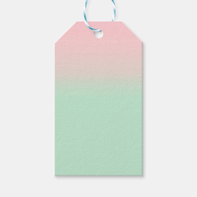 Étiquettes-cadeau Pastel esthétique Muet Gradient Rose Mint Vert (Devant)