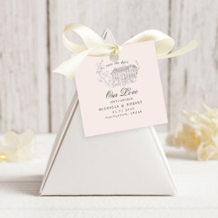 Étiquettes Cadeau Pastel Floral vintage Croché Enregistrer La Date