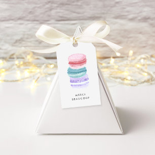 Étiquettes-cadeau Pastel French Macarons Merci