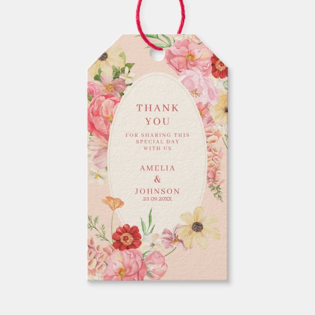 Étiquettes-cadeau Pastel jardin fleuri mariage printanier Merci (Devant)