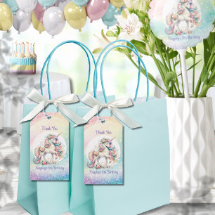 Étiquettes-cadeau Pastel Lovely Rainbow Unicorn Merci