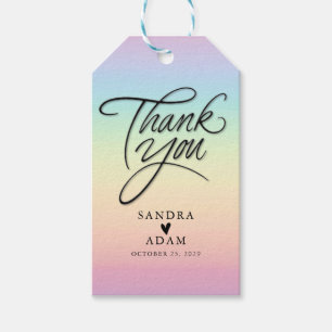 Étiquettes-cadeau Pastel Ombre Arc-en-ciel Couleurs Mariage Merci