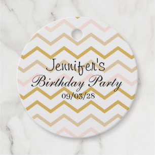 Étiquettes Cadeau Pastel Peach et Gold Zig Zag