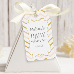 Étiquettes-cadeau Pastel Peach et Zig Zag Or