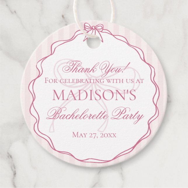 Étiquettes Cadeau Pastel Pink Lingerie Shower Bachelorette Party (Devant)