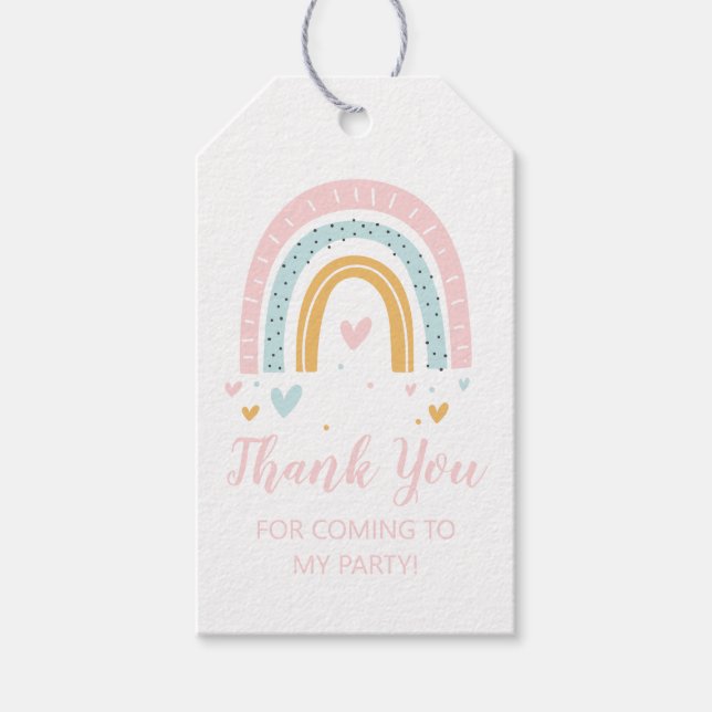 Étiquettes-cadeau Pastel Rainbow Anniversaire Merci Fête Favoriser T (Devant)