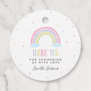 Étiquettes Cadeau Pastel Rainbow Baby shower Cadeau