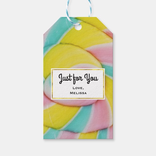 Étiquettes-cadeau Pastel Rainbow Spiral Photo Juste pour vous (Devant)