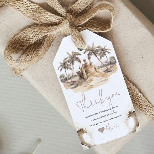 Étiquettes-cadeau Pastel Sand Elegant Beach Party Personnalisé (Créateur téléchargé)