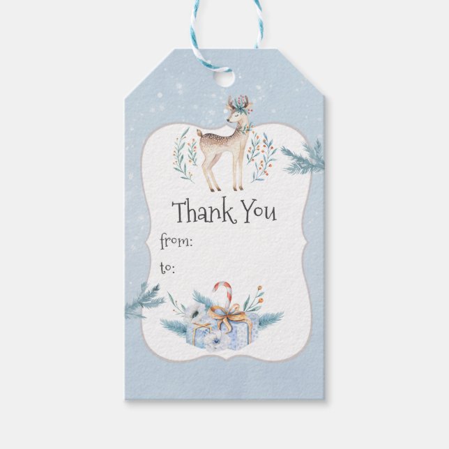 Étiquettes-cadeau Pastel Watercolor Noël Vacances d'hiver (Devant)