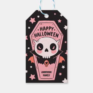 Étiquettes-cadeau Pasteloween Vampire Cercueil Épouvantable Mignon H