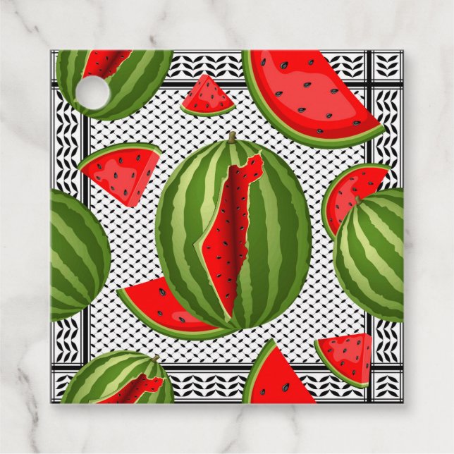 Étiquettes Cadeau Pastèque Palestine - Slice (Devant)